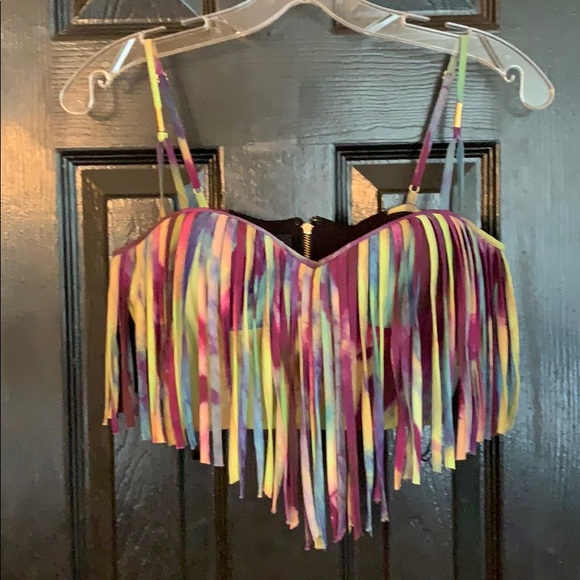 bebe Tops - Bebe fringe crop top size XS